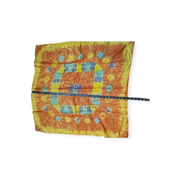 Elegant Collections Yellow/Orange Brightly Colored Square Scarf 32" x 32" - Picture 6 of 9